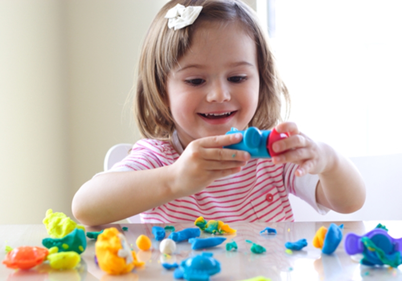 Building different objects with playdoh can help children develop their imagination.